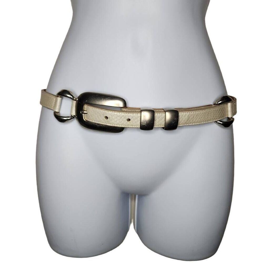 Vintage Women Accessories, Leatherock Inc Leather Grey & Silver Waist Belt, M